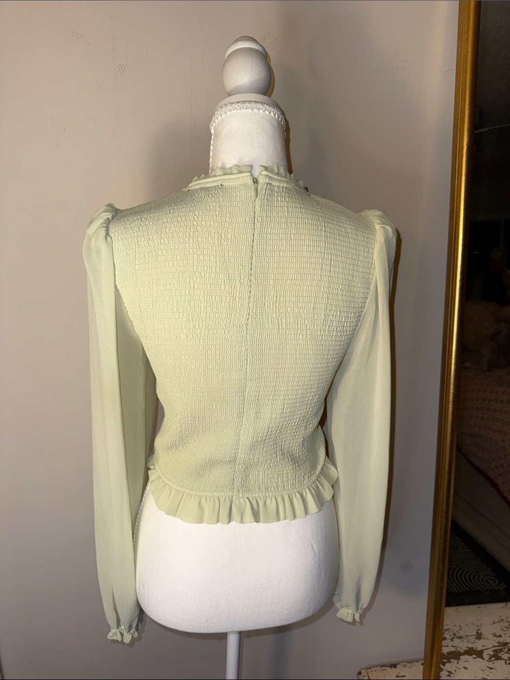 TRUTH by Republic Ruffled  Long Sleeve Top in Light Sage - Picture 6 of 7